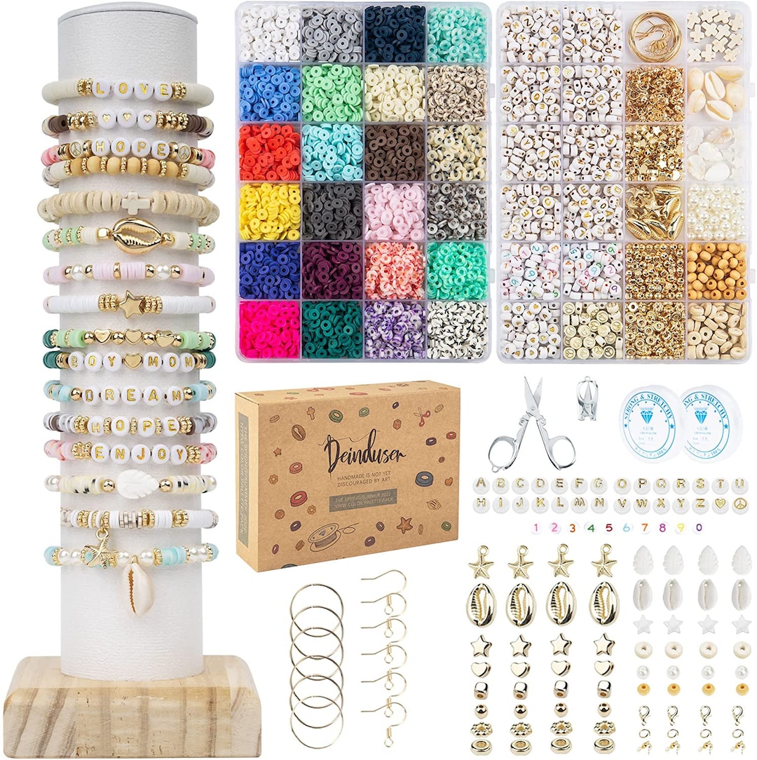 Boho Clay Beads Bracelet Kit Friendship Bracelet Making Kit For Girls  Golden Letter Beads Clay Beads Kit For DIY Jewelry Making