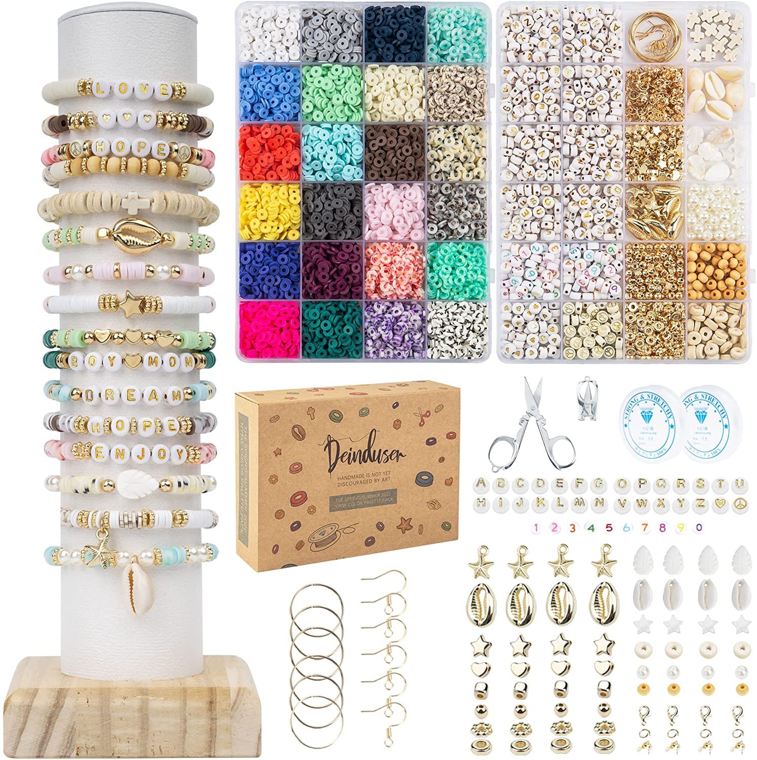 Total 7200 Pcs  Clay Beads for Bracelet Making Kits, 24 Colors