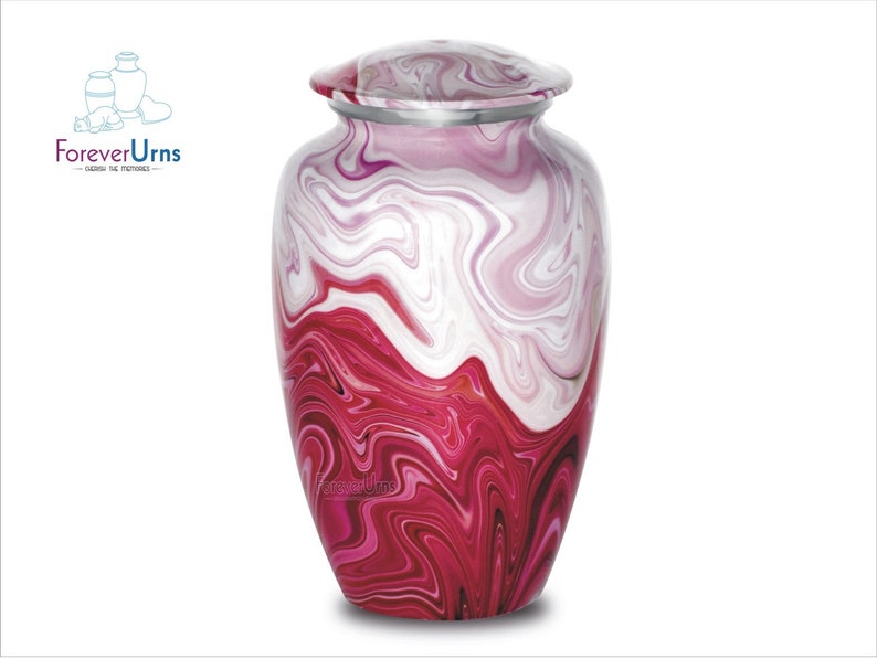 FOREVER URNS®Urns shops for ashes adult - Funeral White Red Sticker Large funeral urn for ashes of loved ones Size 10.5