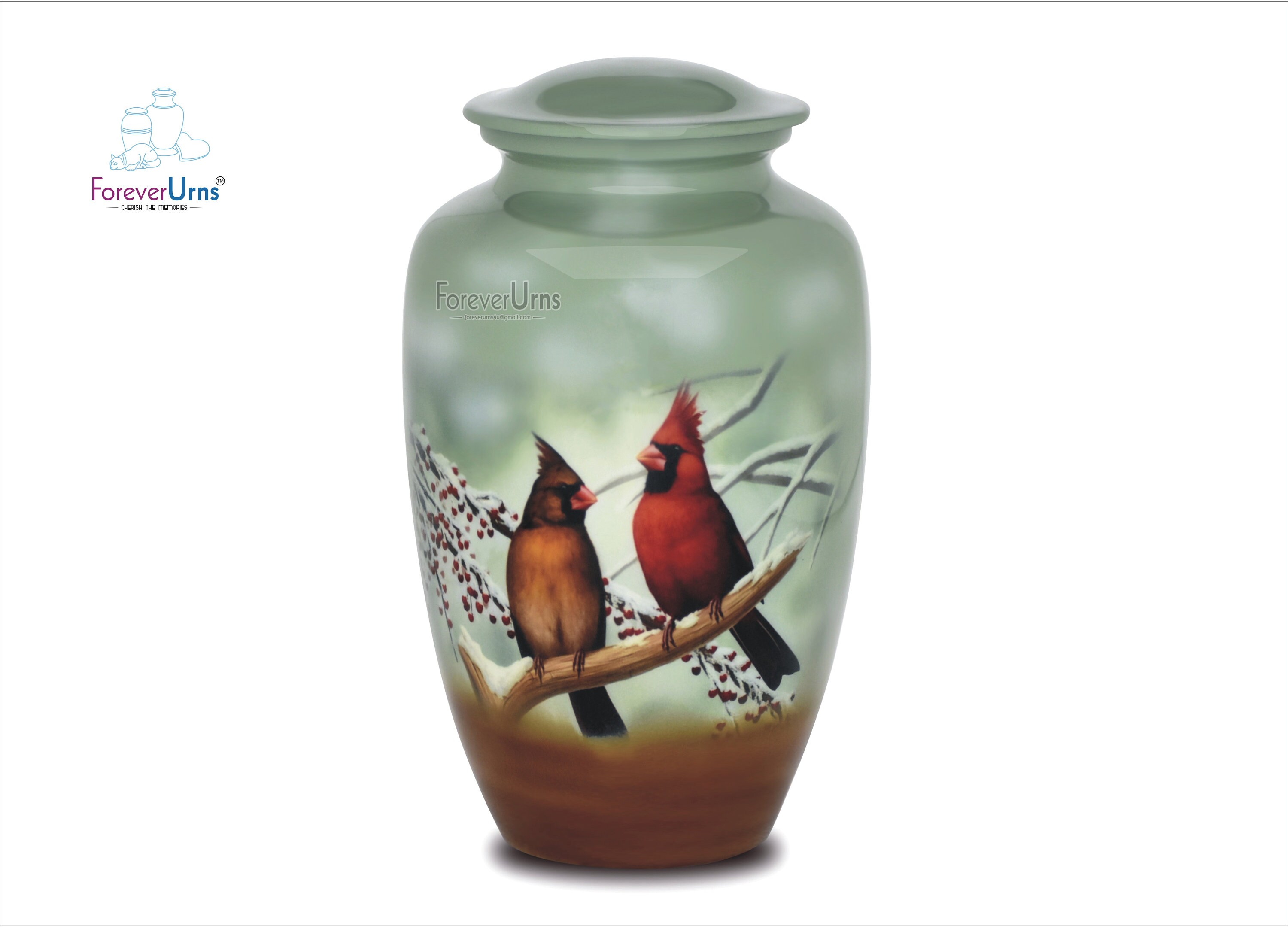 Aluminium Adult Urn CARDINAL BIRDS Pictured Etsy