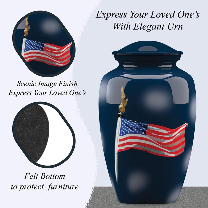 Metal Cremation Urn for Human Ashes, High Grade Aluminium, American Sky ...