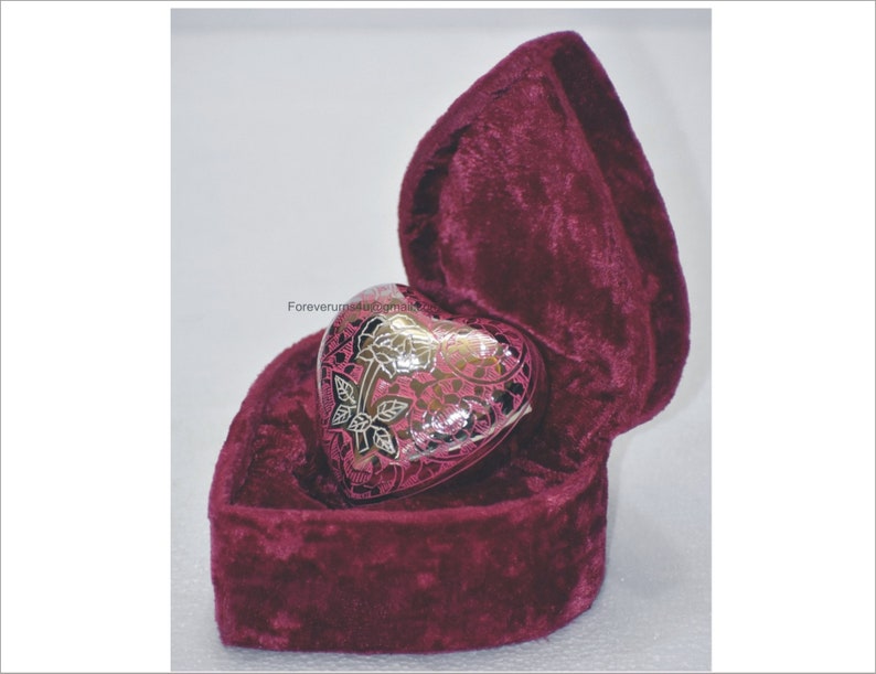 FOREVER URNS® Brass Heart Keepsake Urn- Heart Pink Rose Mini Urn