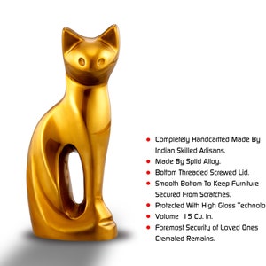 FOREVER URNS® Cat Urn For Loving Pets- Super Shiny Enamled Cat Cremation Urn For Loving Pets, Completely Handicrafted Cat Urn ( 20 Cu. In )