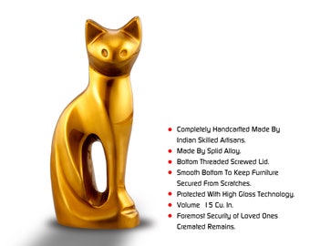 FOREVER URNS® Cat Urn For Loving Pets- Super Shiny Enamled Cat Cremation Urn For Loving Pets, Completely Handicrafted Cat Urn ( 20 Cu. In )