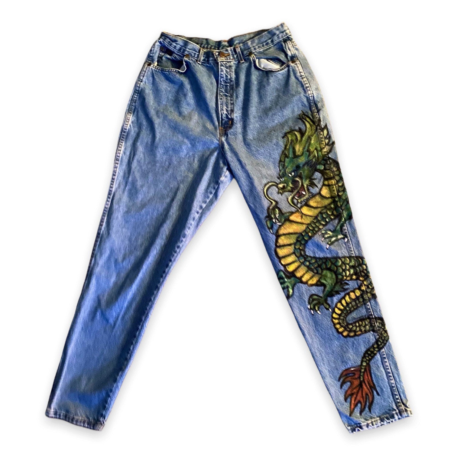 90s Painted Jeans - Etsy