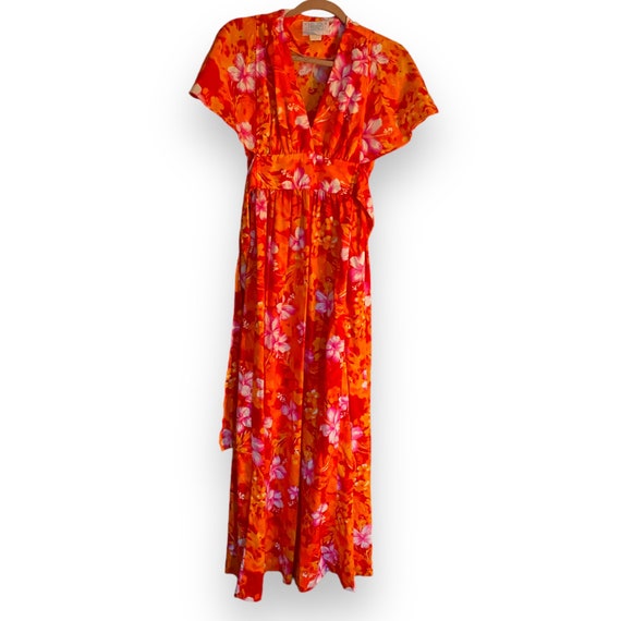 Vintage 60s/70s NWT orange and red maxi dress Haw… - image 9