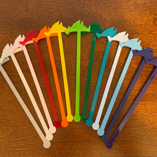 Acrylic Martha's Vineyard Drink Stirrer | Tall & Short Sizes | 26 Colors | Sets of 6, 30, 50, 100, 200! Neons, Matte, Metallic, Frosted Etc!