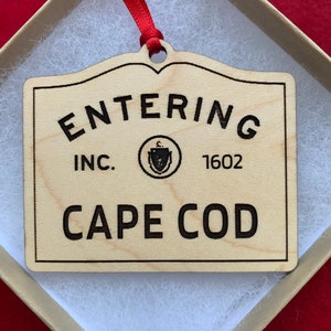 Cape Cod Town Sign Ornaments. All Towns Available. Fully Customizable! 3 Wooden Finishes & Acrylic.