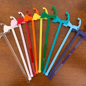 Acrylic Cape Cod Outline Drink Stirrer | Tall & Short Sizes | 26 Colors | Sets of 6, 30, 50, 100, 200! Neons, Matte, Metallic, Frosted Etc!