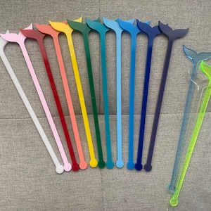 Acrylic Whale's Tail Nautical Drink Stirrer | Tall & Short Sizes | 26 Colors | Sets of 6, 30, 50, 100, 200! Neons/Matte/Metallic/Frosted Etc