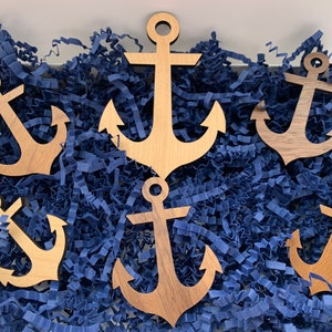 Wooden Anchor Ornament/Decoration | 4 Standard Sizes - Available in Any Custom Size | Free Custom Engraving