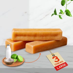 3-Pack Yak Chews for Large Dogs - Long-Lasting Natural Himalayan Dog Chew Treats