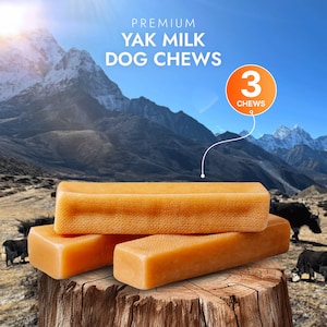 Yak Chews for Small Dogs - 3pc, 100% Yak Milk, Gluten Free Healthy Dog Chew - Natural and Long lasting Yak Cheese Chew Stick for your pups