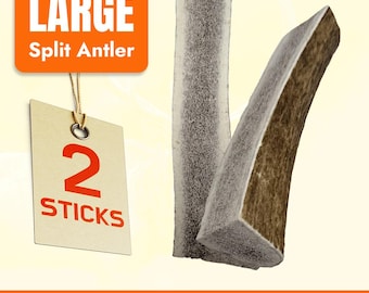 Split Elk Antler Dog Chews - Large Breed, Natural Dental Treat (2 Pack)