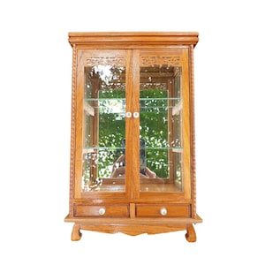Small Display Shelf Cabinet, Small Dollhouse Miniatures food Shelf Cupboard, Glass Curio Antique Furniture, Collectibles Cabinet Showcase