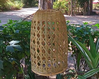 Rattan Hanging lamp shade Wicker lamp Rustic pendant light Natural rattan chandelier Fish Trap Ceiling Lamp Decor Home Restaurant Garden