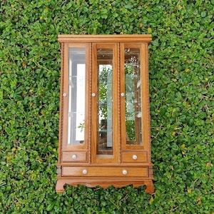 Glass Display Cabinet Small Wooden Display Case 11in Figure Display Case Collectibles Curio Cabinet Shadow Box Dollhouse Miniature Antique