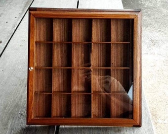 Wooden 20 Compartment Display Box Storage Box Rock Organizer