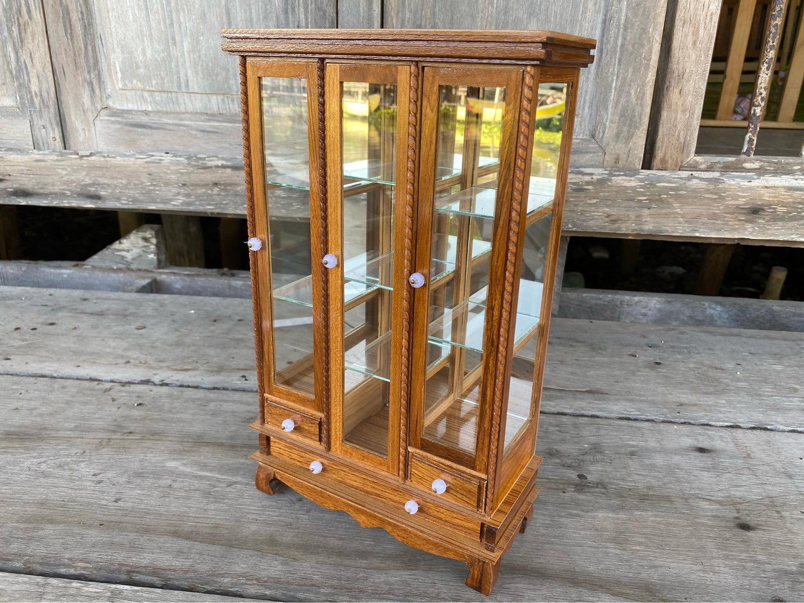 Glass Display Small Wooden Display Case 11in Figure Etsy