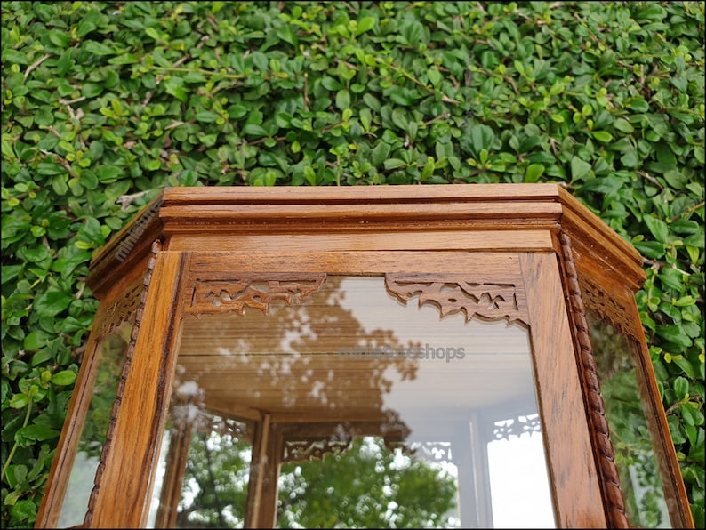 Small Curio Cabinet 6 Square & Glassed Display Cabinet Case Small Miniature Display Box Figure Display Case Antique Collectibles Case