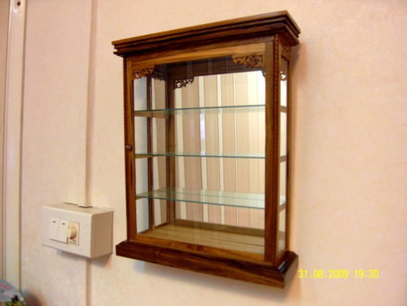 Small Wall Curio 1 Door 4 Shelves Display Case hung On Etsy