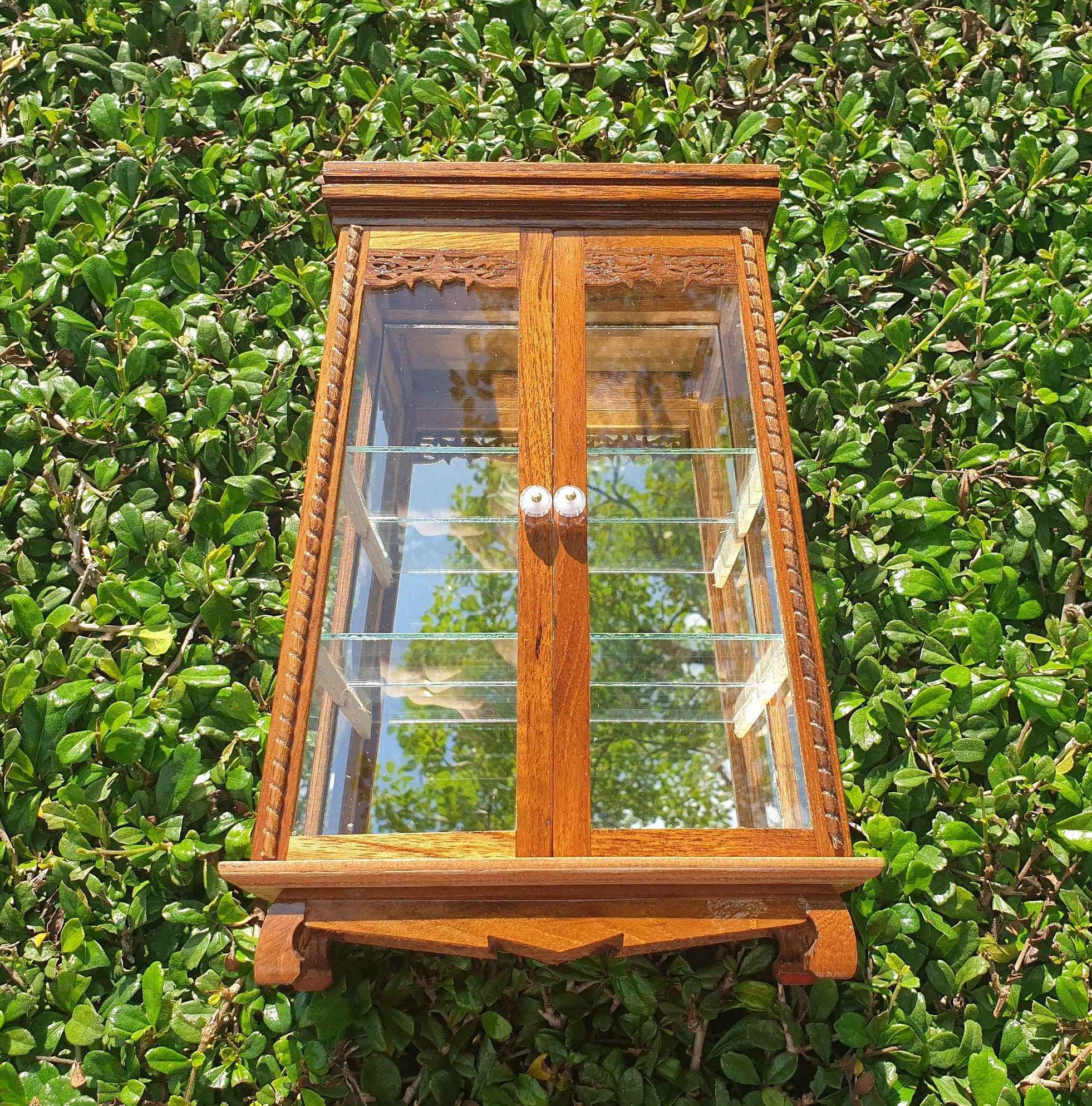 Small Curio Cabinet Style A & Glassed Display Cabinet Case Small Miniature Display Box Figure Display Case Antique Collectibles Dollhouse