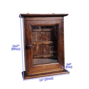 Key Box Holder Wall Cabinet Teak Key Wooden Wall Mounted 1 Door 9 Hooks Key Box Home Depot Key Box Car Key Organizer Storage Hangin
