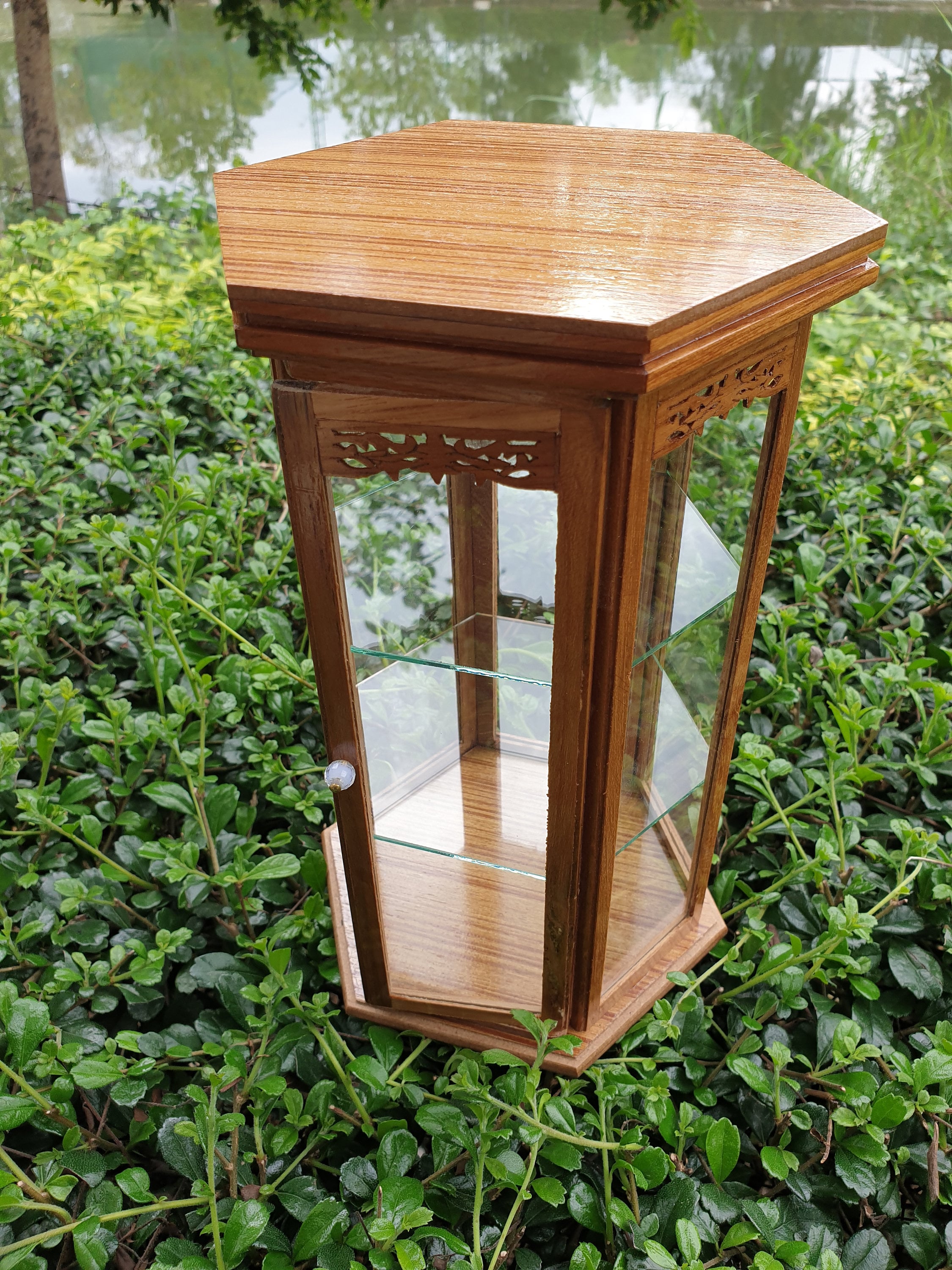 Small Curio Hexagon & Glassed Display Case Etsy