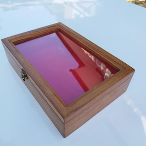 Oak Wooden Display Case Glass Top Antique Box For Jewelry Gem Memory Accessories Arrowheads Knives Collectibles, Keepsake Boxes, Model box