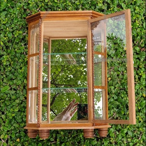 Small Curio Cabinet 6 Square & Glassed Display Cabinet Case Small Miniature Display Box Figure Display Case Antique Collectibles Case