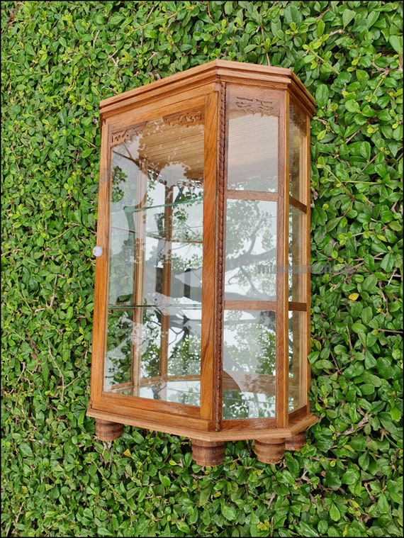 Small Curio Cabinet 6 Square Glassed Display Cabinet Case Small