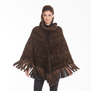 Knitted mink poncho - Etsy 日本