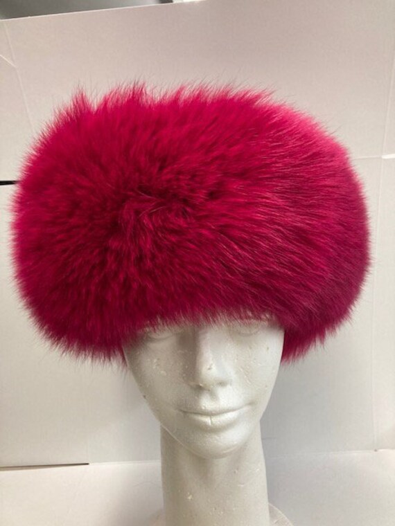 Fuscia Pink Fox Fur Headband - Etsy display picture 3