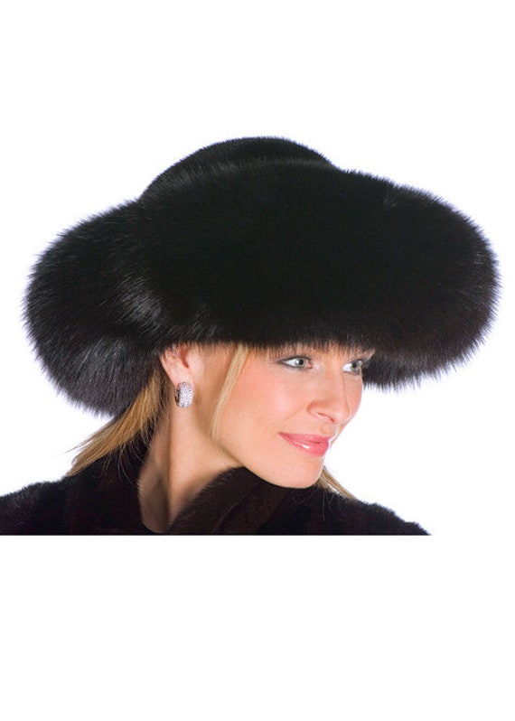 Mink & Fox black hat Black Mink & Fox Fur Hat – Elegant Winter Accessory - Etsy  main image 3