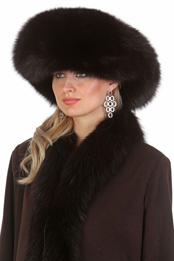 Fox and Mahogany Mink Fur Hat large Brim Fur Hat Etsy Canada