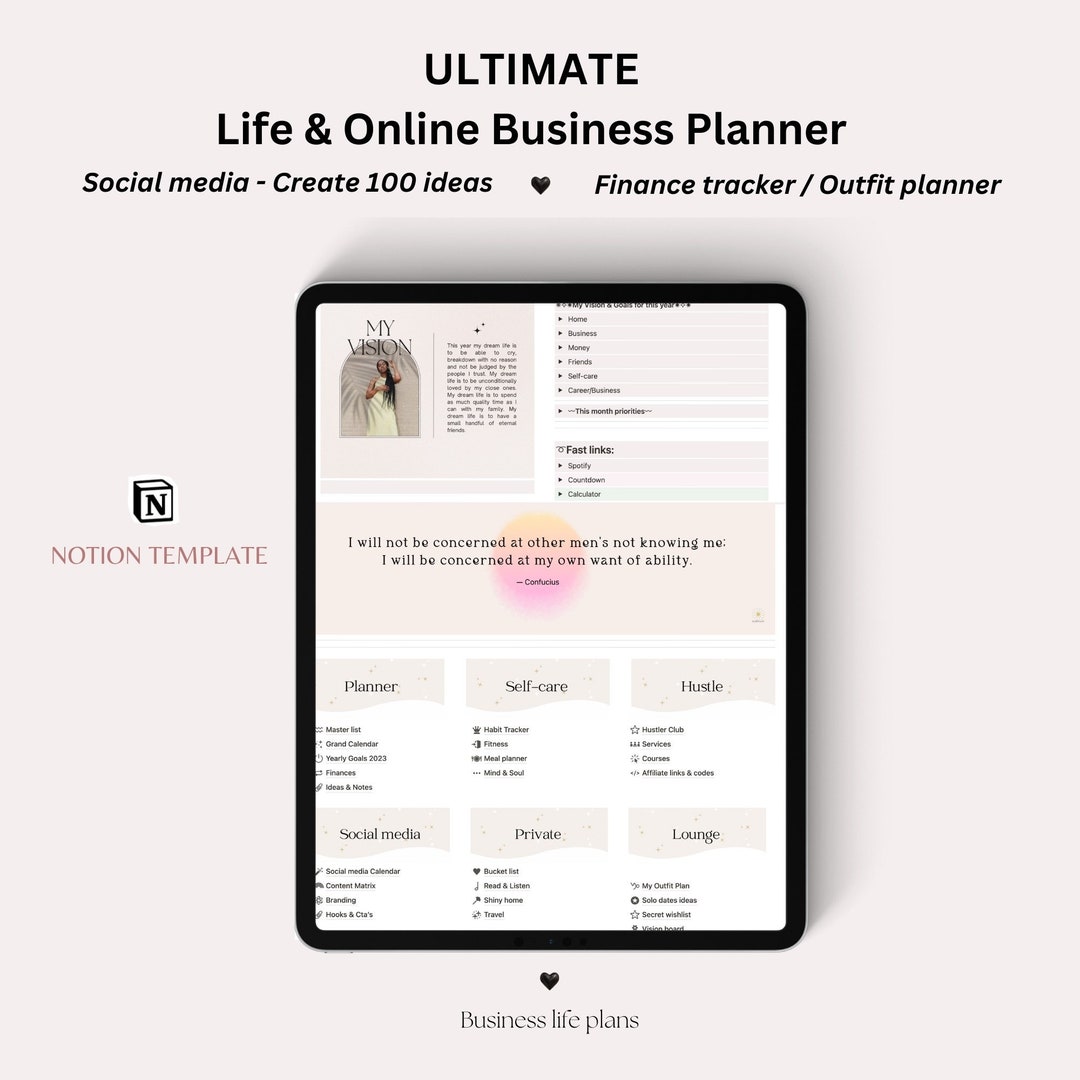 Notion All in One Life Social Media Content Planner 2023 Dated, Notion ...
