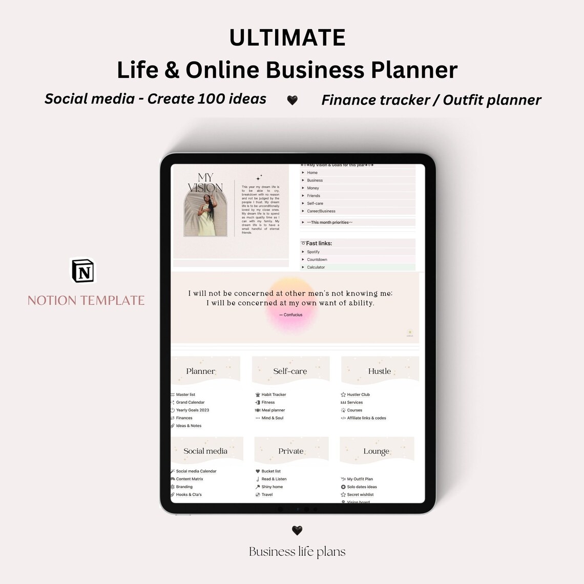 Notion All in One Life Social Media Content Planner 2023 Dated, Notion ...