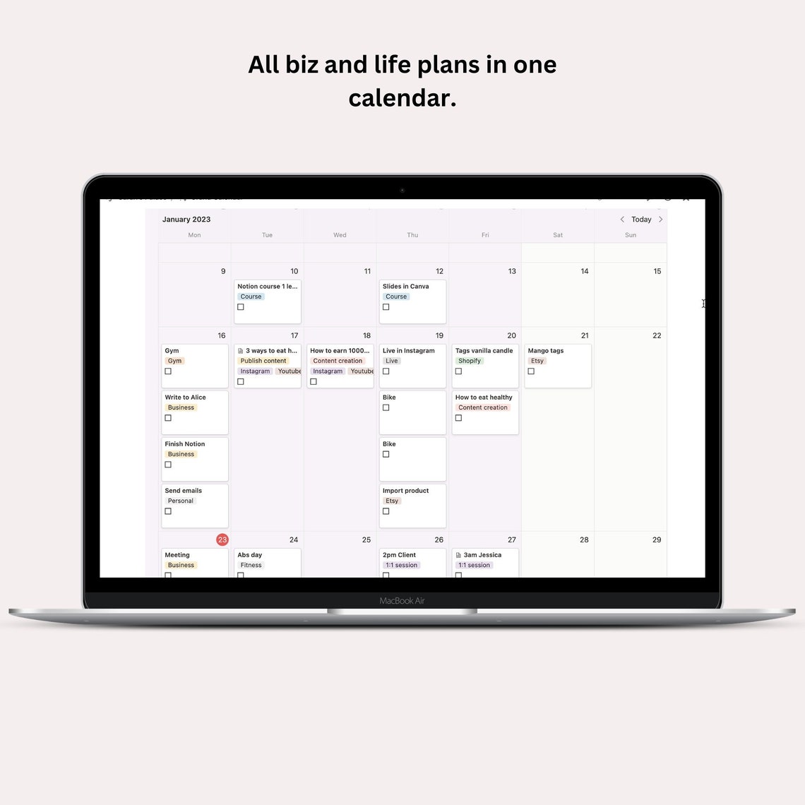 Notion All in One Life Social Media Content Planner 2023 Dated, Notion ...