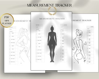 Lichaamsmeting tracker afdrukbaar, gewichtsverlies tracker, afdrukbare lichaamsmetingsgrafiek, wekelijkse fitnessplanner, lichaamsmeting PDF