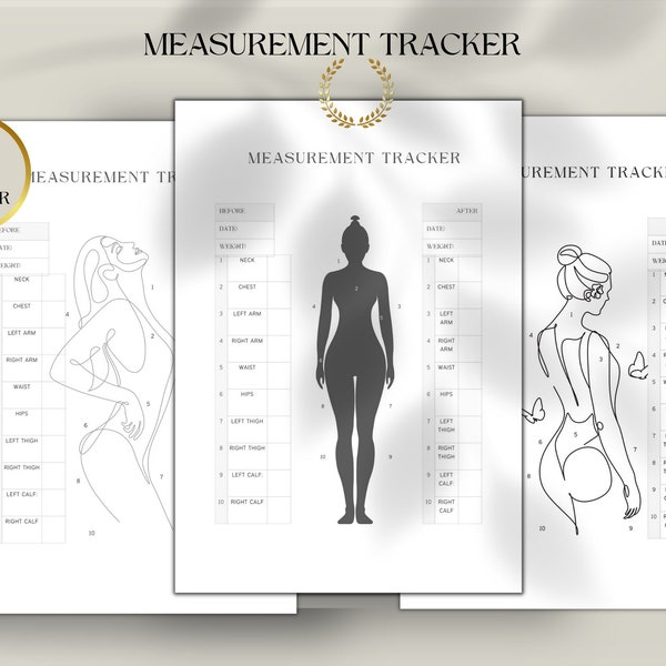 Body Measurement Tracker Printable, Weight Loss Tracker, Printable Body Measurement Chart, Weekly Fitness Planner, Body Measurement PDF