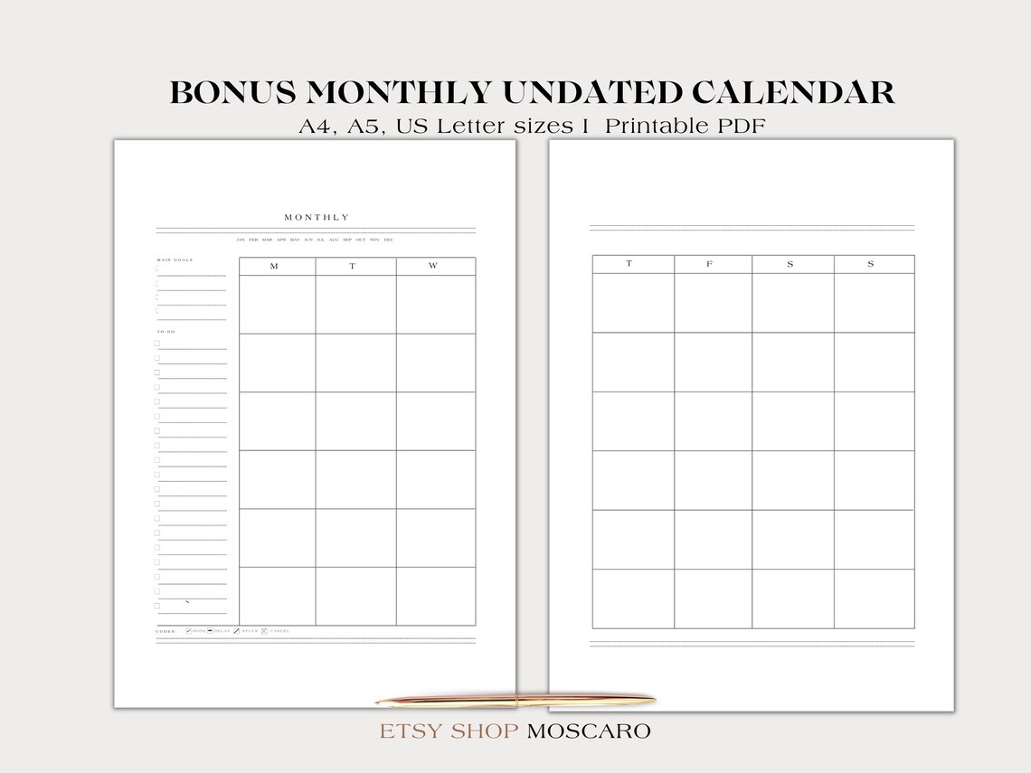 Weekly 10 Minute Planner I Letter A4 A5 Planner Inserts I Etsy