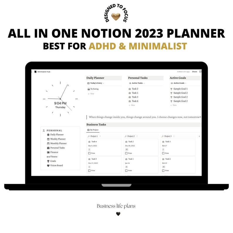 Notion ADHD 2023 Planner, Adhd Digital Planner, , Adhd Productivity