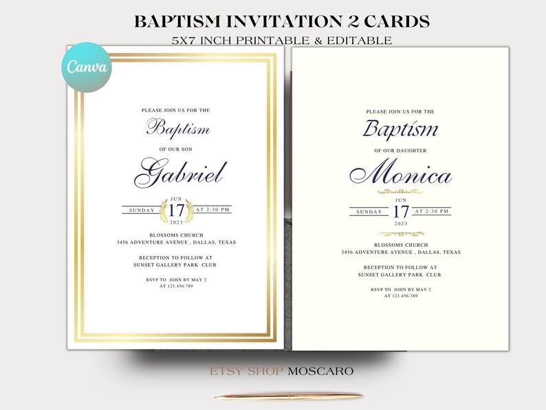 Printable Baptism Invitation I Baptism Invitation Girl Boy With Cross I ...