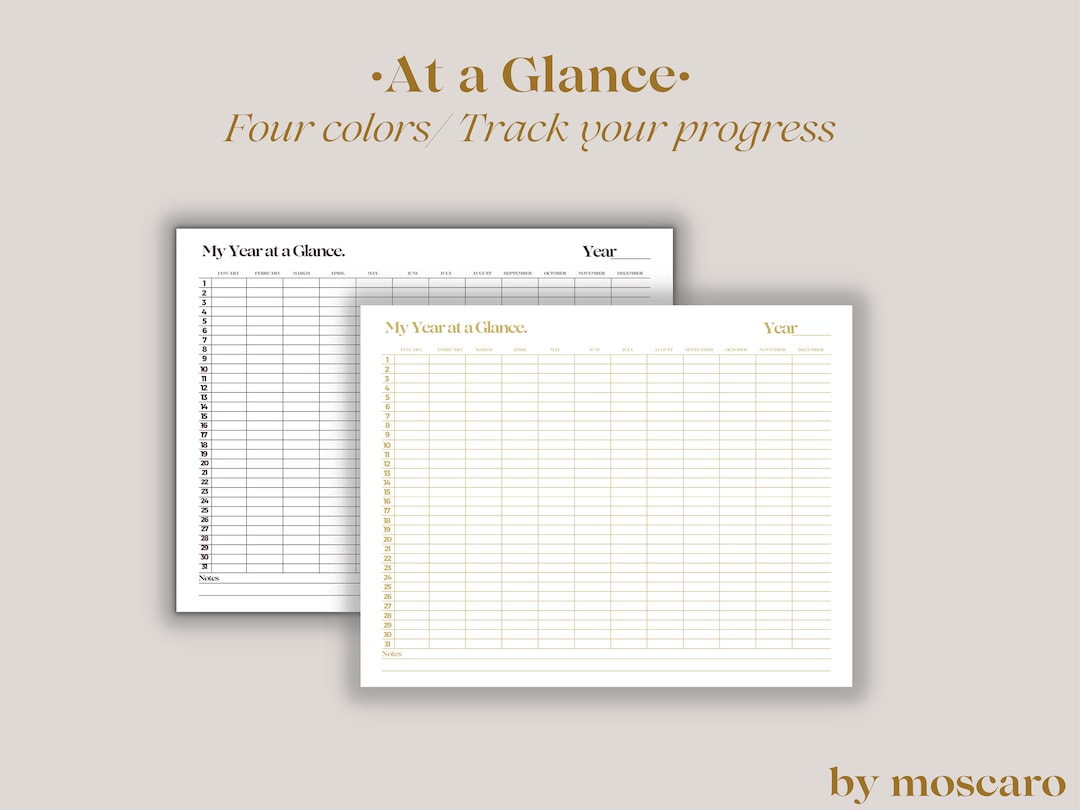 Year at A Glance Printable Planner 2023 Template, Blank, Full Year ...