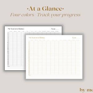Year At A Glance Printable Planner 2023 Template, Blank, Full Year Undated, On One page,Minimalist Style, Instant download PDF