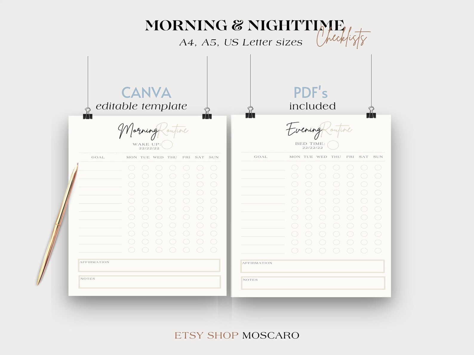 Canva Editable Morning and Nighttime Routine Checklist I Printable PDF ...