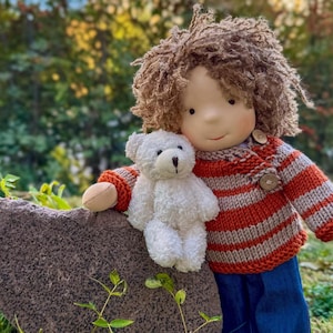 Handmade Waldorf ** Inspired Doll with Set of Clothes, Personalized Soft Doll Christmas 1 Year Old Boy Gift, Made for Order Boy Doll