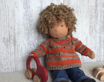 Handmade Waldorf Doll with Set of Clothes, Custom Boy Doll Gift for Son, Personalized Soft Doll Christmas Gift, Made for Order Boy Doll