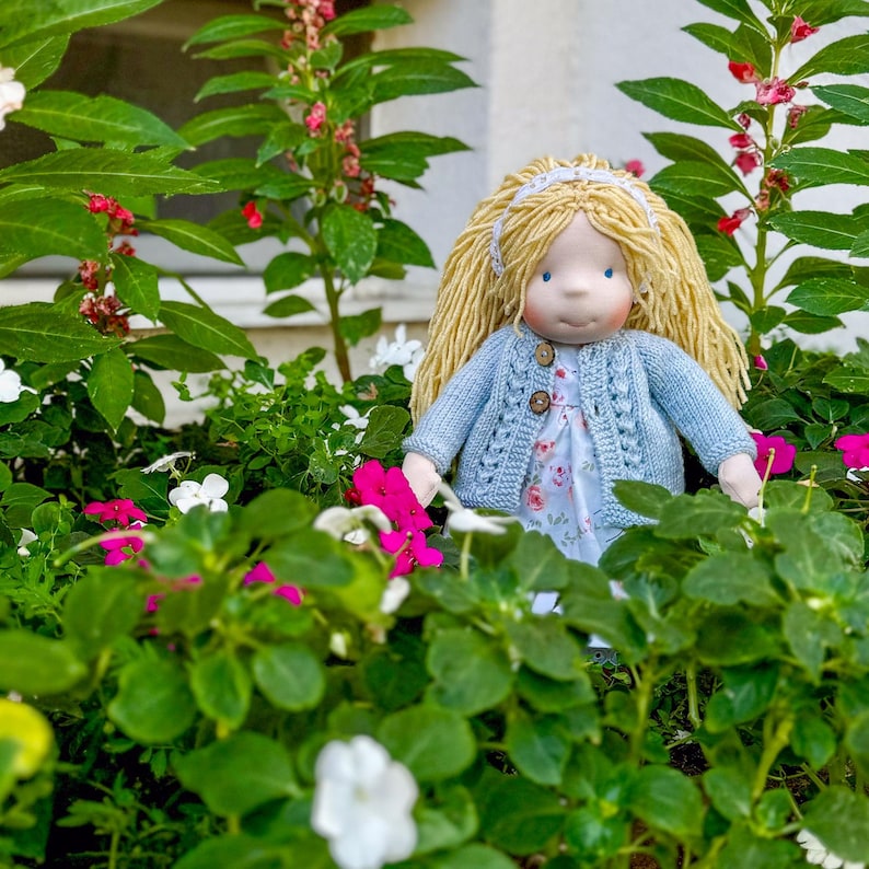 Handmade Waldorf Inspired Soft Textile Doll Christmas Gift for Kids - Personalized Plush First Baby Doll Birthday Gift for 2 Year Old Kids