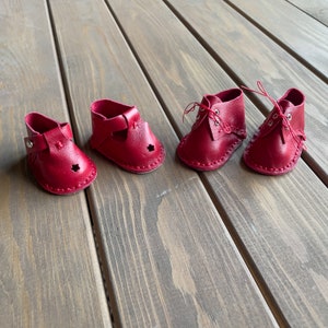 Waldorf ** Inspired Doll Red Shoes for 16-14 inch Dolls | Handmade Leather Doll Footwear & Boots